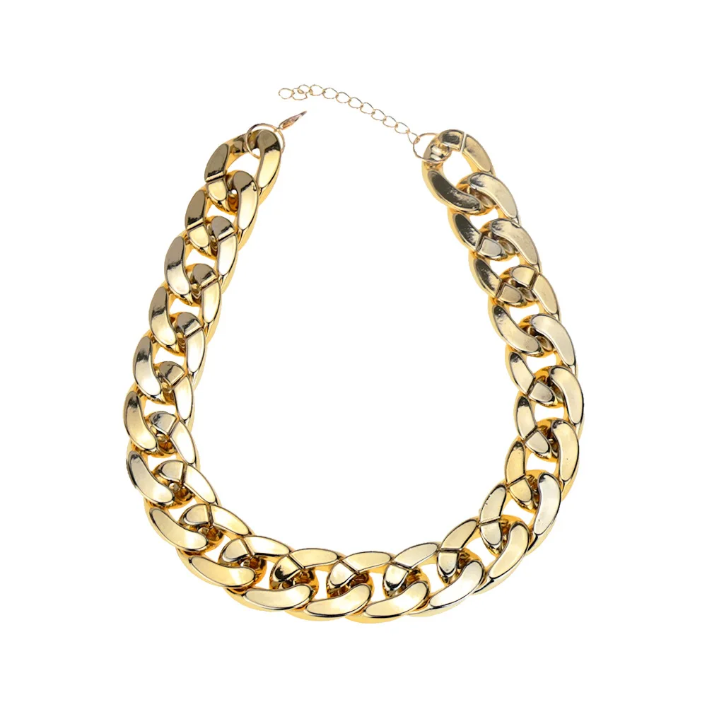 

Punk Miami Cuban Choker Necklace Collar Statement Hip Hop Big Chunky Gold Color Thick Chain Necklace Women Jewelry