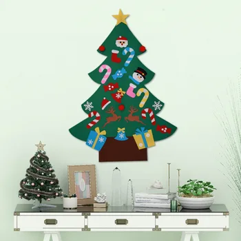 

3ft 3D DIY Felt Christmas Tree Set with 26pcs Felt Ornaments New Year 2020 Xmas Christmas Holiday Decorations Gift For Kids