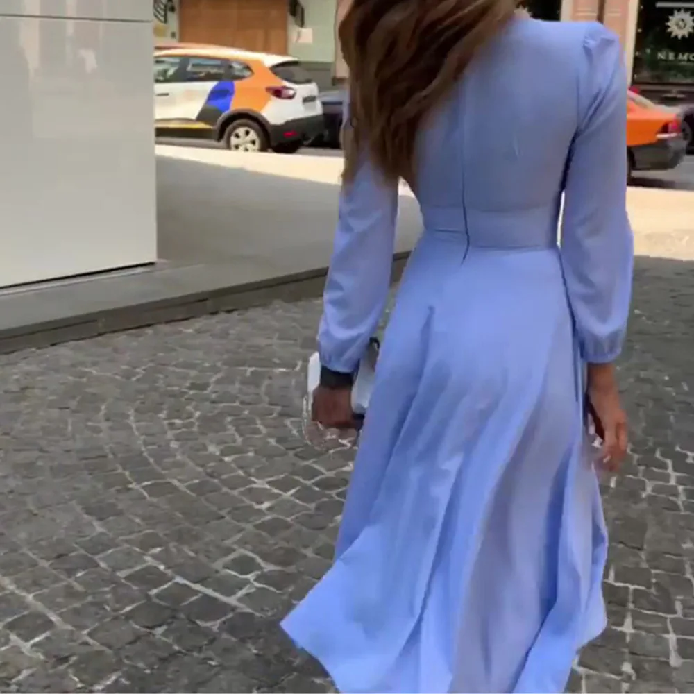 Женское длинное платье в горошек с v образным вырезом сексуальное весенне