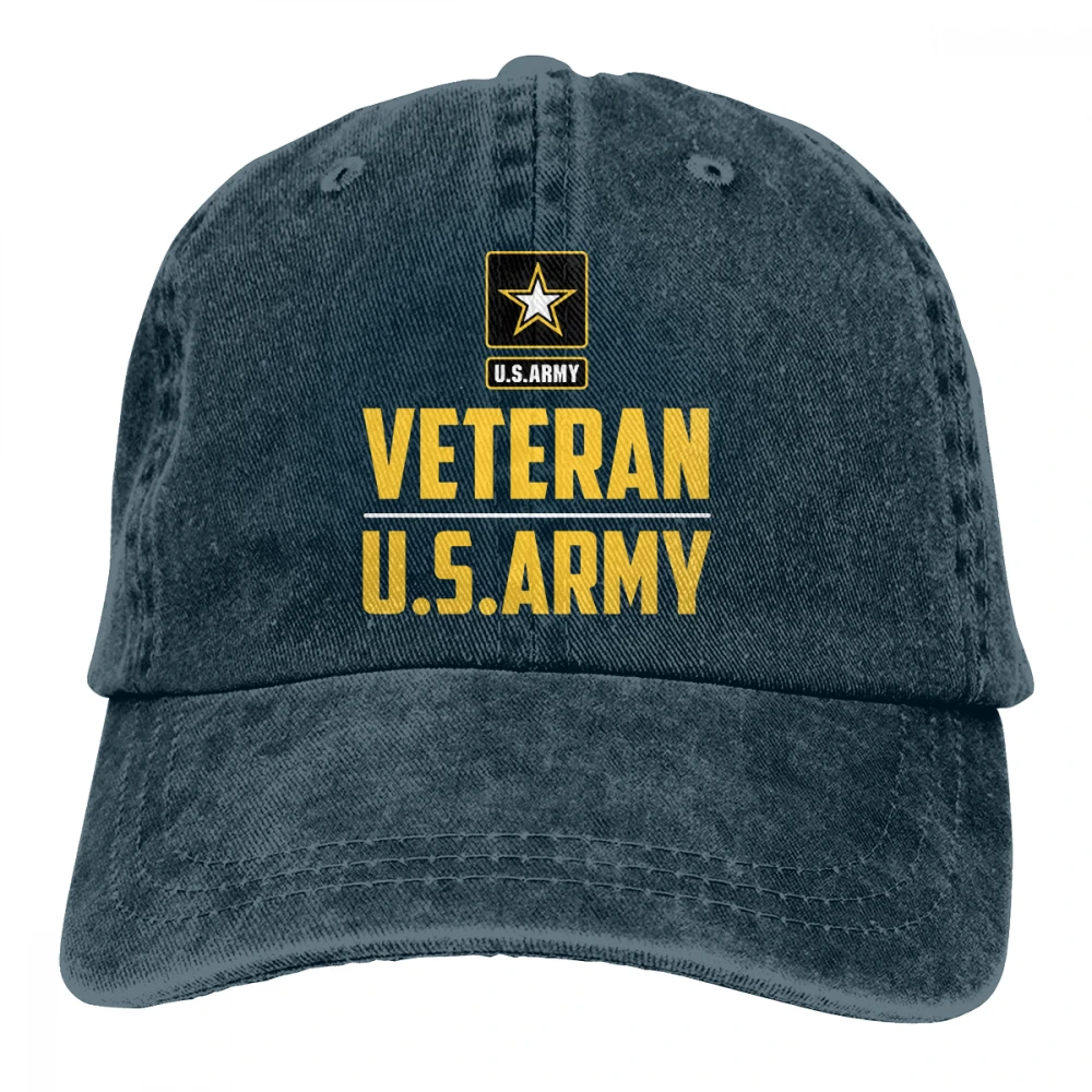 Ветеран армии США Casquette темно-синий унисекс Мужские Женские джинсовые Strapback бейсболки Регулируемый Гольф папа шляпа