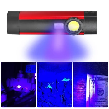 

LED Flashlight COB XPE Working Light Portable Working Torch UV Light 4 Modes with Magnet Build-in Battery Lantern