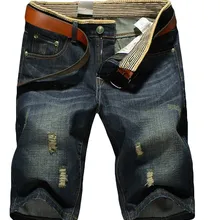 Мужские летние брюки большого размера, мужские прямые брюки с дырками