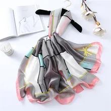 Стильный шарф с принтом банта модный длинный Универсальный корейский стиль ИМИТИРОВАННАЯ шелковая ткань шарфы Защита от солнца двойного назначения