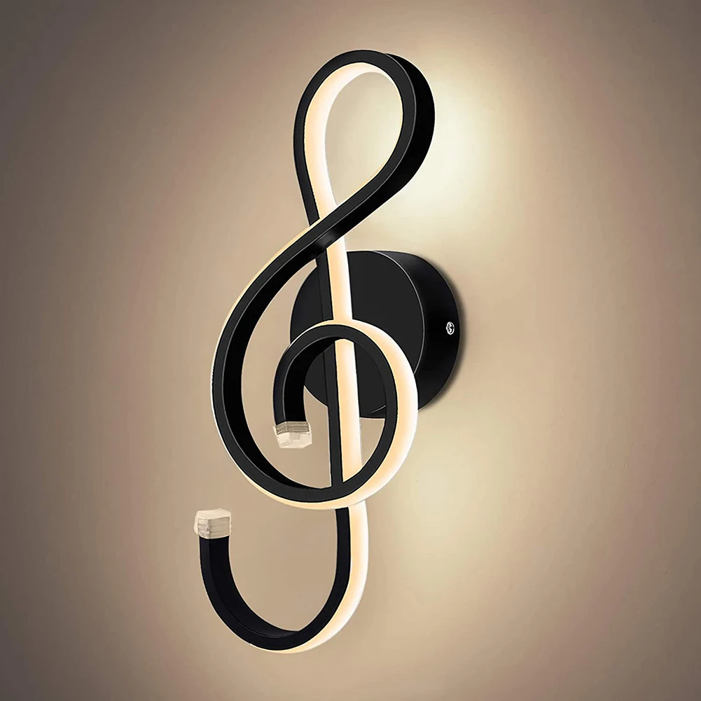 wall lamp light LED Wall Lamp Bedroom Beside Wall Light Music Clef Shape Home Indoor Living Room Decoration Lighting AC85-240V Black/White wall lamps for living room