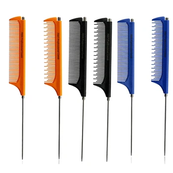 

2Pcs Stainless Steel Hairdressing Comb Portable Hair Tail Comb with Adjustable Handle Hairstylist Combs