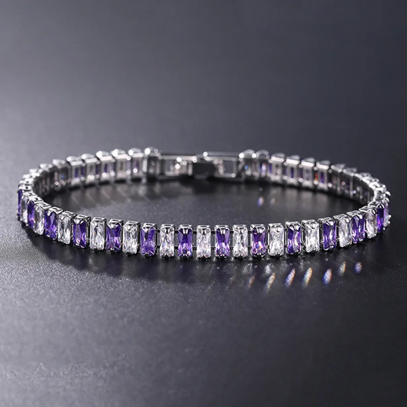 2.5*5mm Cubic Zirconia Bracelet Colorful CZ Tennis Bracelets For Women Men Punk Zircon Bracelet Wedding Silver Color Jewelry - Image 3