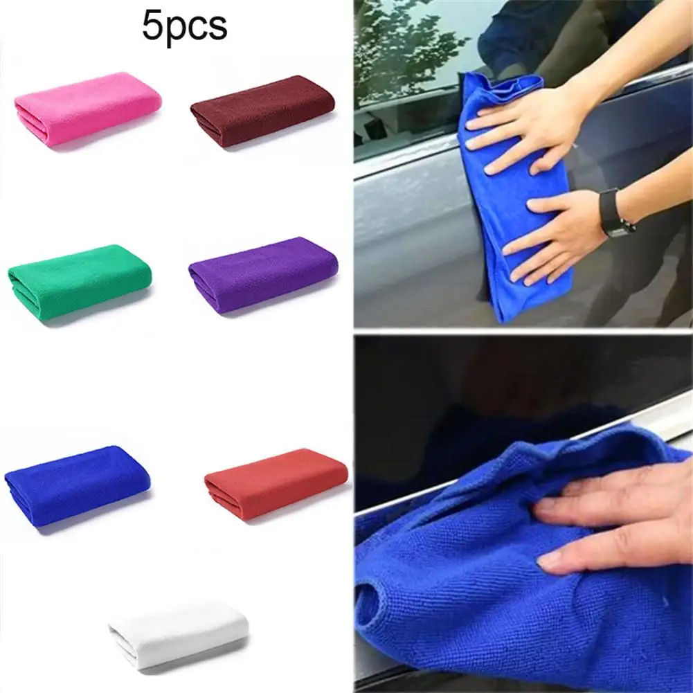 

5pcs Microfibre Cleaning Auto Soft Cloth Washing Cloth Towel Duster 25*25cm Car Home Cleaning Micro Fiber Towels