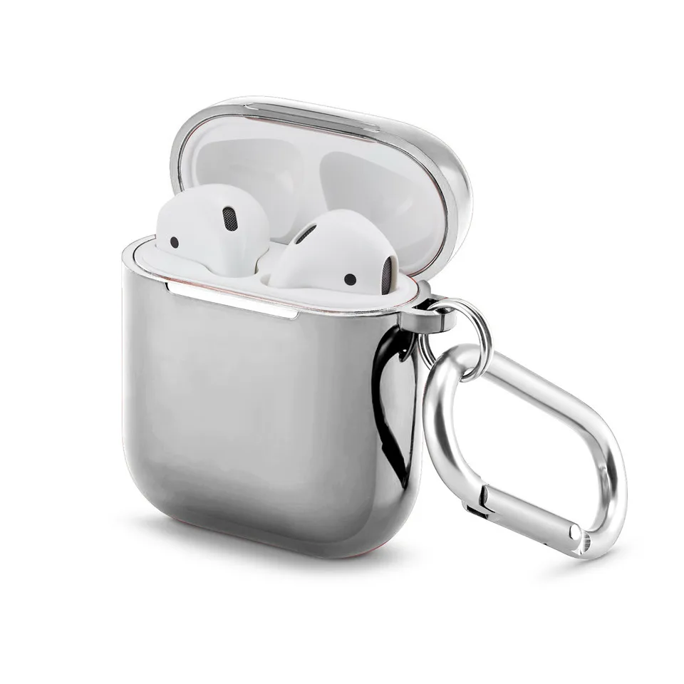 Гальванический защитный чехол для Airpods Жесткий Корпус для наушников оболочка для Apple Airpods 1 2 гальванический защитный чехол - Цвет: Серебристый