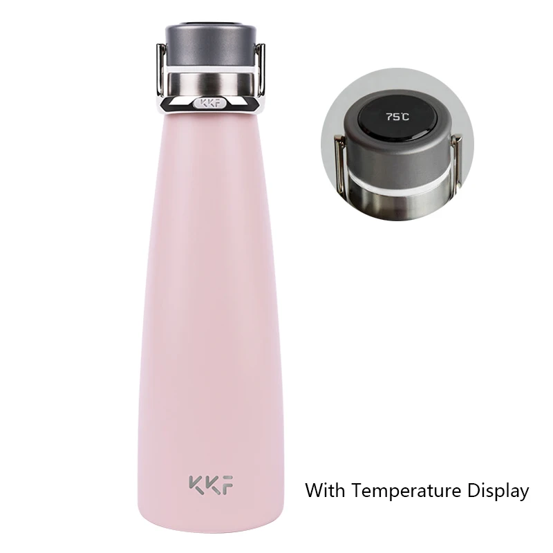 Новое обновление Xiaomi KKF умный термос дисплей температуры Вакуумная бутылка 24 h вакуумная фляга 475 мл туристическая кружка чашка из нержавеющей стали - Цвет: Smart Version Pink