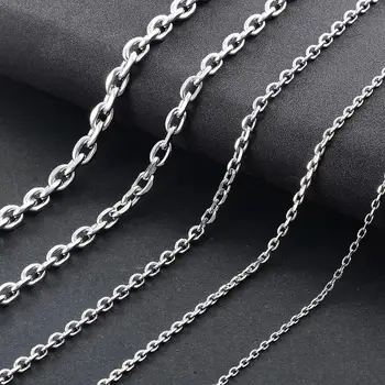 Collana a catena a forma di O in acciaio inossidabile color argento 1,6 mm / 2,4 mm / 3 mm / 4 mm / 5 mm Moda uomo e donna Nuovi gioielli 1