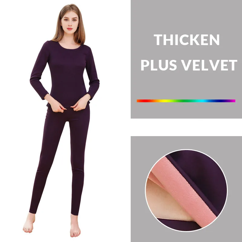 Purple Pink Women IEMUH/ зимние кальсоны, плотное мужское термобелье, сохраняющее тепло для мужчин или wo, мужское термобелье, мужское утепленное бархатное белье - Цвет: Purple Pink Women