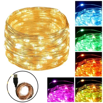 

Fairy Lights Copper Wire LED String Lights Christmas Garland Indoor Bedroom Home Wedding New Year Decoration USB Powered Lights