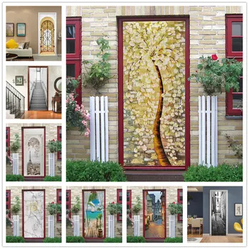 

Fortune Tree Wallpaper For Door 3D Wall Sticker Adhesive Waterproof Poster Living Room Corridor Bedroom Home Decor Mural Decals