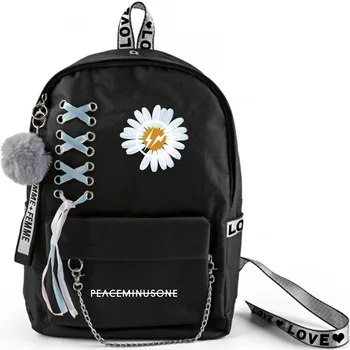 

Fashion Printing Backpacks Women Flowers Ribbon Chain Nylon Backpack Female Fashionable Little Daisy Bagpack for Teenage Girls