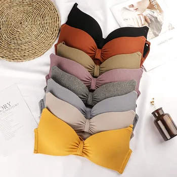 

Gils Sweet Bowknot Solid Color Bra Underwear Cotton Breathing 3/4 Cup No Trace No Steel Ring Bra Girls Bra Free Wire