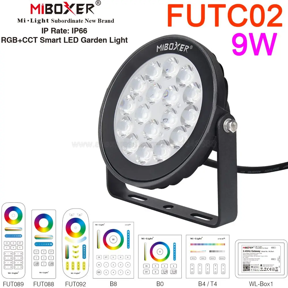 Светодиодный садовый светильник MiBoxer 9 Вт RGB + CCT FUTC02 водонепроницаемый для улицы 220