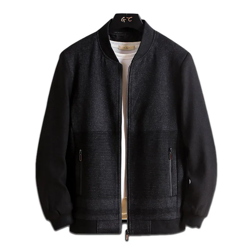 

2020 Solid Color Jacket Men's Middle-aged Casual Hair Jacket Men's Short Business Casual Men's Wear