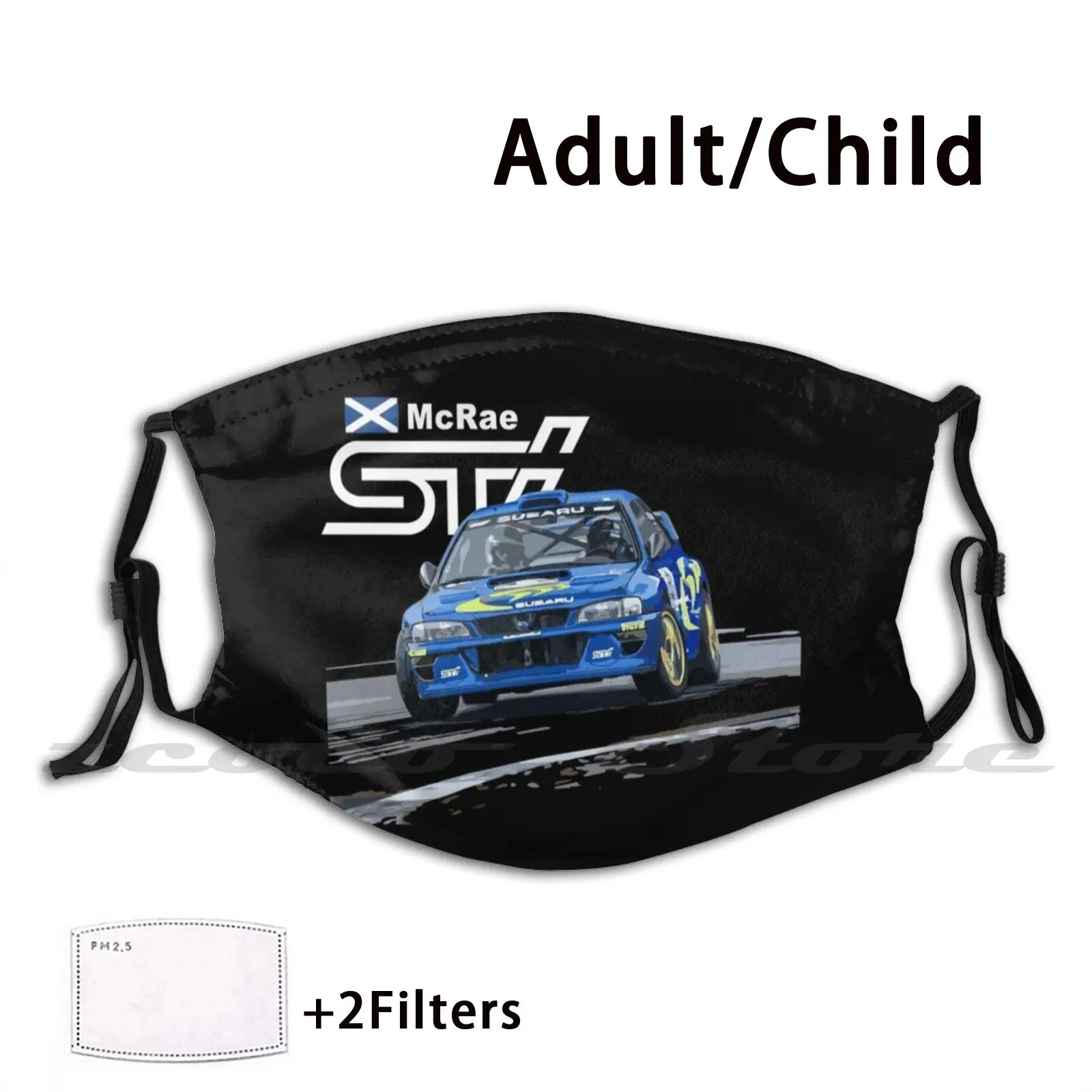 Flat Out Colin Mcrae Wrc Sti 555 World Rally Blue Mask Cloth Lavabile Filtro Fai Da Te Pm2.5 Adulto Bambini Sti Wrx Wrx Sti Sportcicatrice Evo