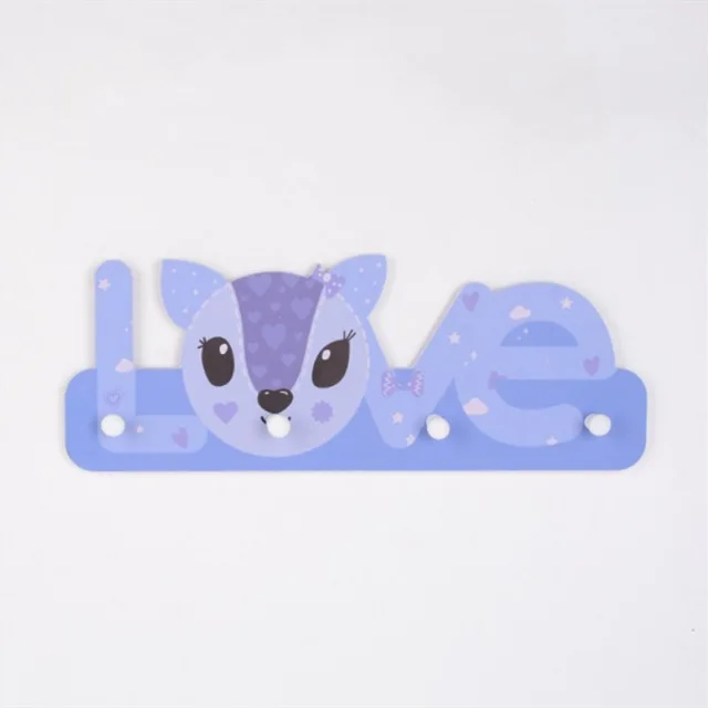 love-blue Деревянная стенка, детская вешалка, крючок, мультяшный, милый, самоклеящийся, брелок для ключей, стеллаж для хранения, рама для ванной комнаты, детская комната, украшение для дома - Цвет: love-blue