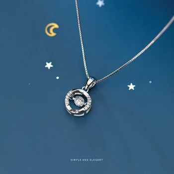 

MODIAN Wedding Necklace for Women 925 Sterling Silver Shining AAA Zircon Irregular Double Circle Pendant Necklace Fine Jewelry