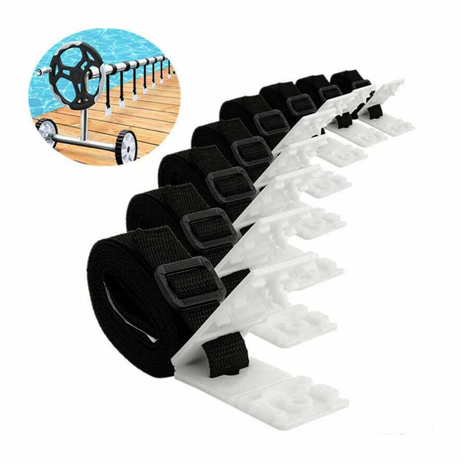 24pcs/8kits Swimming Pool Cover Roller Attachment Straps Kit