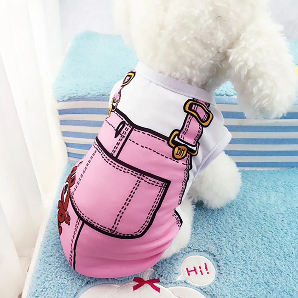 Щенок собака кошка жилет рубашка поддельные ремни одежда для petsSummer собака одежда собака костюм petbluza dla psa