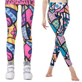 

Women Slim Fit Wrap Leg Pants Graffiti Geometric Flower Print Leggings 40JF