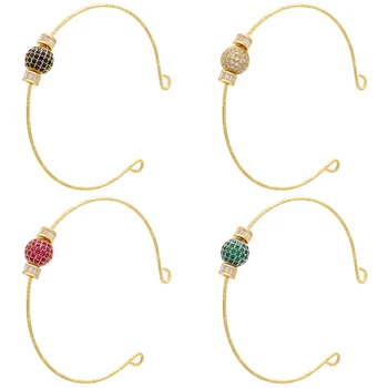 

ZHUKOU 2020 New Fashion women Bracelet Adjustable candy CZ Crystal ball Opening Bracelet For Women Jewelry Gift model:VL60