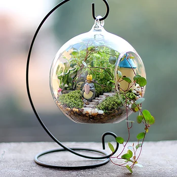 

1Pc Iron Metal Creative Candlestick Stand Home Decoration Lantern Stand Hanging Candlestick Glass Globe Candle Ornament Holder