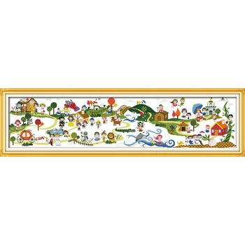 

Children's Playground Chinese Cross Stitch Kits Ecological Cotton Stamped Printed 14CT 11CT DIY Gift Wedding Decoration For Home