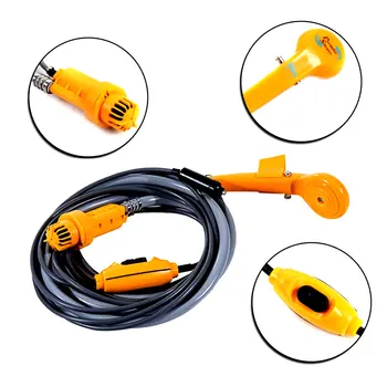

Portable Camping Shower Kit Powered Pump Outdoor Shower Head Plug into 12V Cigarette Adapter and Turns Water into Steady Gentle