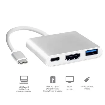 

Type-C Female Adapter Usb Type-C Hub Adapter 3-in-1 USB C hub to HDMI USB3.0 with Charging Converter