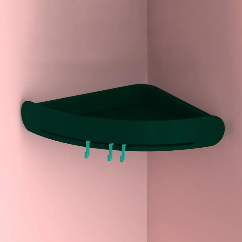 Скандинавская Подставка для моющих принадлежностей для ванной комнаты, перфорированный Штатив для туалета, пластиковая корзина для хранения, лоток для ванны - Цвет: deep green