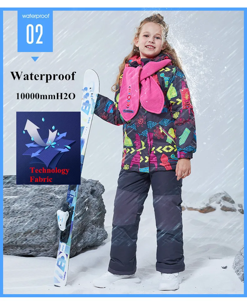 Лыжные костюмы из 4 предметов для мальчиков и девочек, детская Лыжная куртка со штанами, детские костюмы для сноуборда, лыжная куртка и брюки для мальчиков и девочек, лыжные костюмы