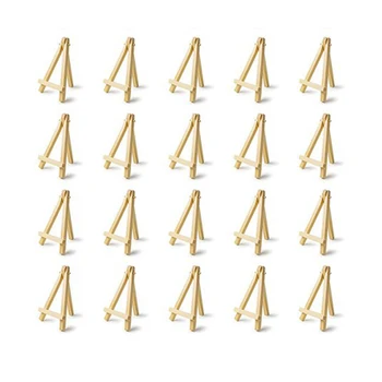 

20 Pieces of Mini Wooden Display Easel Wooden Easel, Used for Painting Craft Small Acrylic Oil Project, 9X16mm