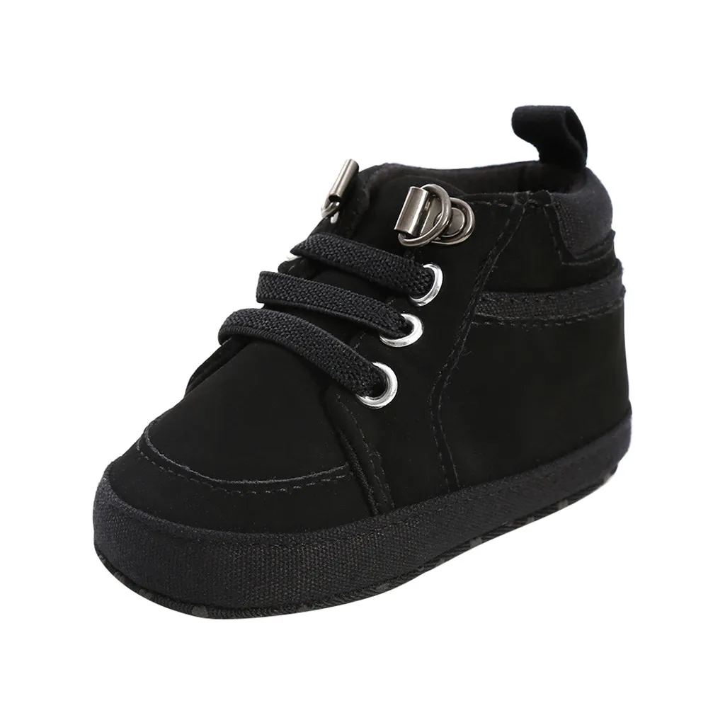 Кожаные новые классические спортивные кроссовки для новорожденных мальчиков и девочек, обувь для малышей Мягкая Детская нескользящая подошва 0-18 м#91004 - Цвет: BK
