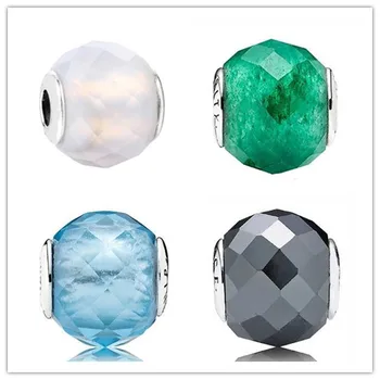 

925 Sterling Silver Charm Courage With Faceted Synthetic Hematite Bead Fit Pan Essence Bracelet & Necklace Jewelry