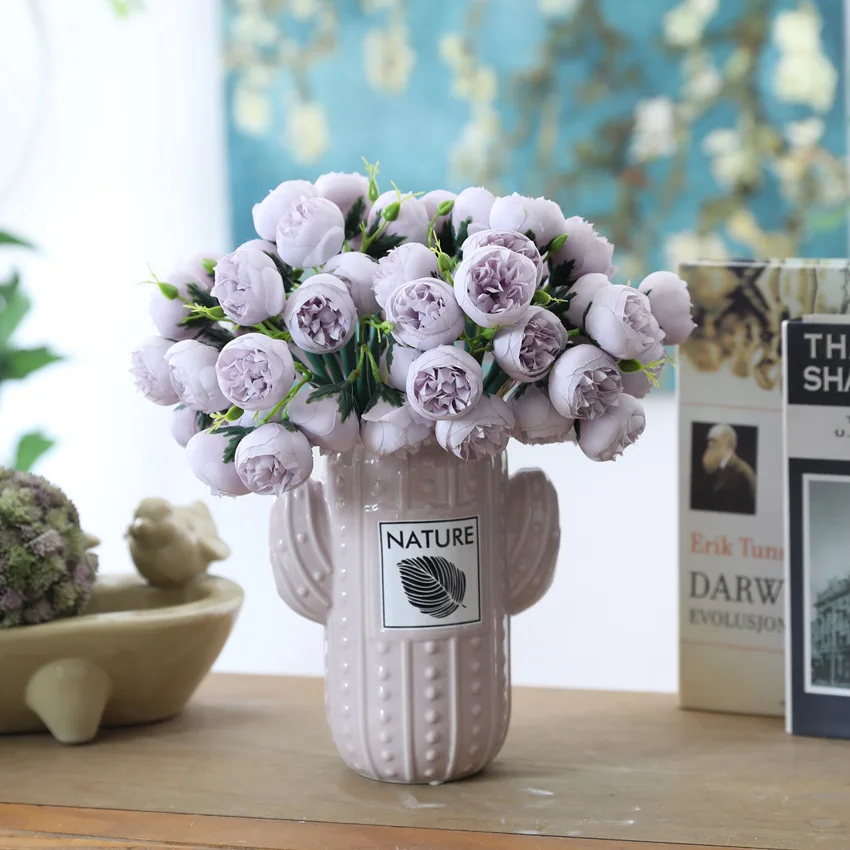 27 чайная головка розы/1 букет искусственных цветов оптом Rafiza свадебные декоративные цветы украшение дома фото макет