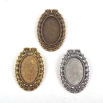 

5pcs/lot Cabochon Frame Setting Tray Base Fit 20x30mm Oval Cabochon Stone for DIY Jewelry Making AB