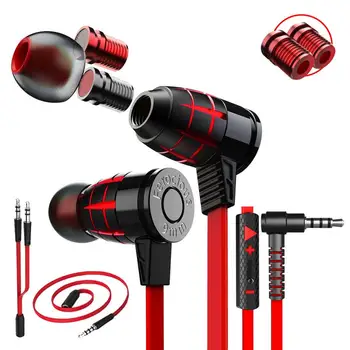 

Fashion Bullet-shaped Gaming Headset Portable 3.5mm Wired Magnetic Stereo Bass In-ear Earphone With Anti-interference Microphone