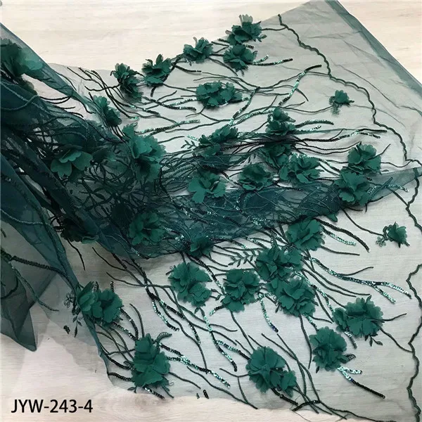 JYW-243-4 3D Цветочная аппликация кружевная ткань модная французская Вышивка Тюль кружевная ткань с блестками 5 ярдов для свадебной вечеринки JYW-243 - Цвет: JYW-243-4