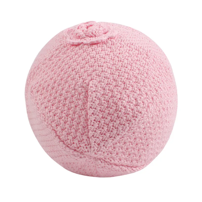 Pink Flower Baby Girls Hat Winter Knitted Baby Beanie Infant Toddler Girls Warm Hat (3)