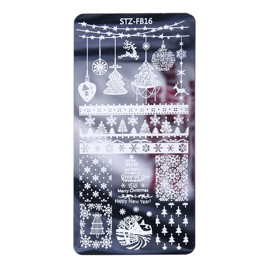 STZ-FB16 Nail Stamping Plates Leaves Flower Nail Template Christmas Halloween Image Stamp Manicure Polish Printing Stencil JISTZFB01-19 - Цвет: STZ-FB16