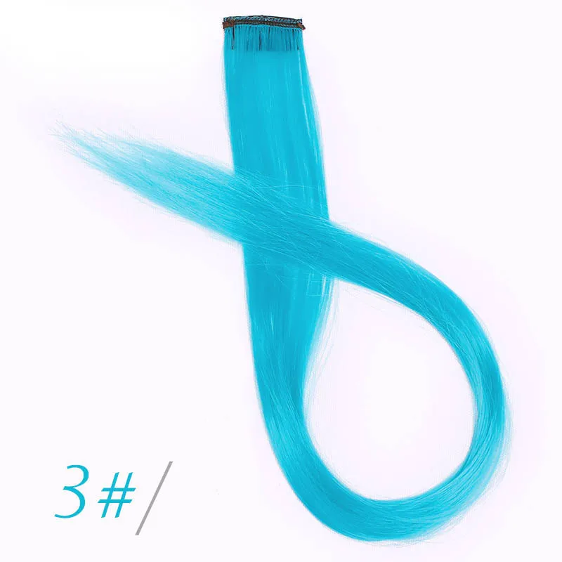 3 Длинные прямые радужные волосы на клипсах, один кусок, накладные волосы с эффектом омбре, синтетические разноцветные пряди волос на клипсах, 20 дюймов, волосы - Цвет: 3