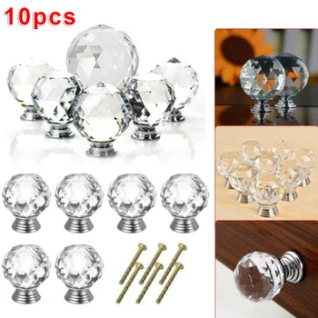

10PCS SINGLE HOLE DRAWER DOOR KNOBS CUPBOARD WARDROBE FURNITURE HANDLE + SREWS