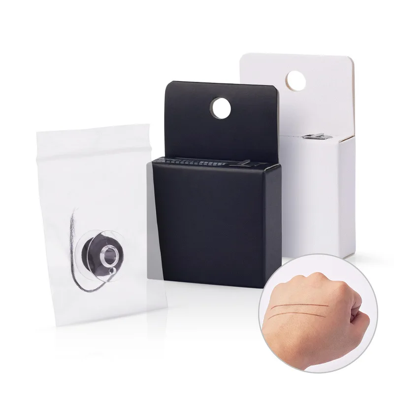 Mapeo de hilo de tatuaje, pretinta para delineador de maquillaje, posicionamiento semipermanente, herramienta de medición de cejas