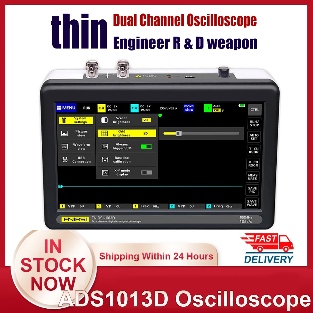 ADS1013D Digital Tablet Oscilloscope Dual Channel 100M Bandwidth 1GS Sampling Rate Mini Tablet Digital Oscilloscope Osciloscopio|Oscilloscopes| - AliExpress