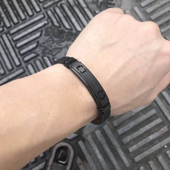 

Brand Titanium Steel Couple Genuine Leather Bracelet Jewelry Souvenirs