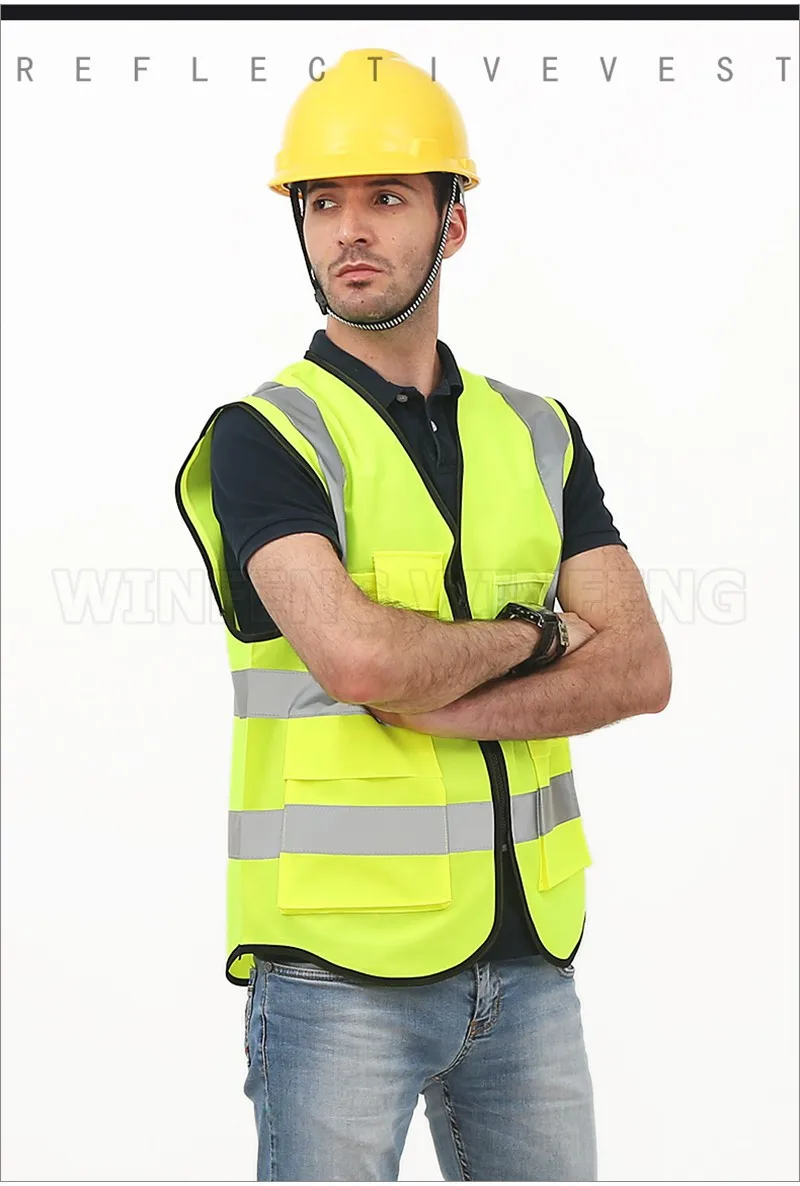 Светоотражающая рабочая одежда для мужчин и женщин Рабочая мотоциклетная высокая видимость защитная одежда жилет с несколькими карманами