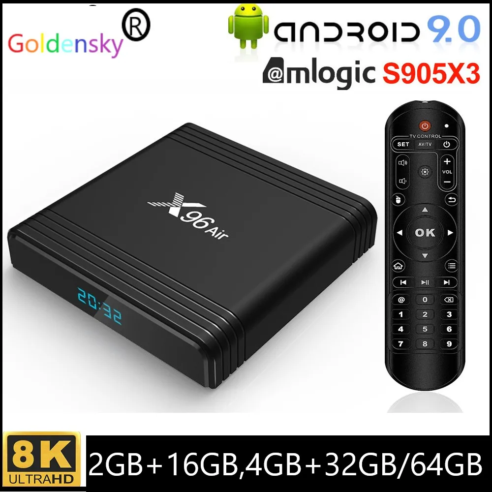 ТВ приставка X96 Air на Android 9 0 умная Amlogic S905X3 4K 4 ГБ 64 четырехъядерный процессор X96Air 2 4G